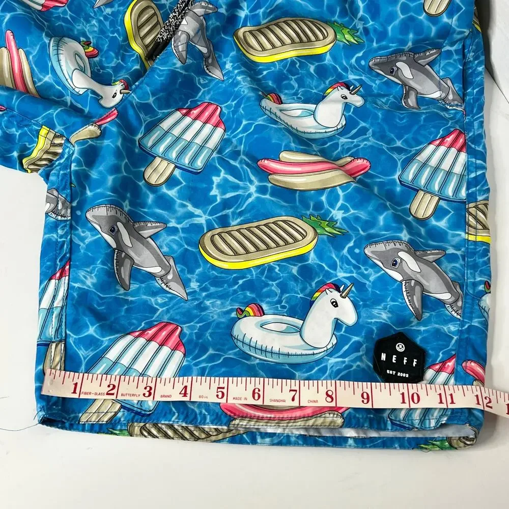 Neff Hot Tub Swim Trunk Shorts Pool Party Blue Size XL
